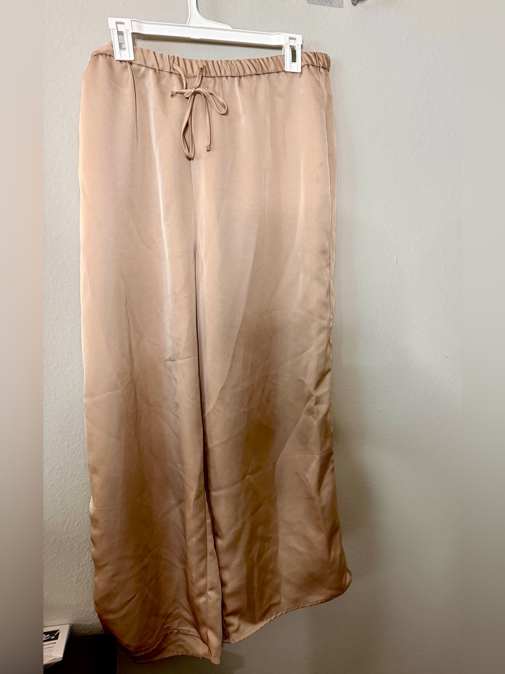 Eloquii Satin-like Wide-Leg Pants in Pale Pink